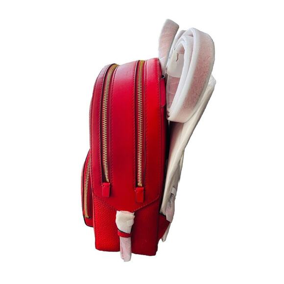 NWT Michael Kors Jaycee Medium Zip Pocket Backpack Leather Bright Red MSRP $498 - Picture 11 of 15